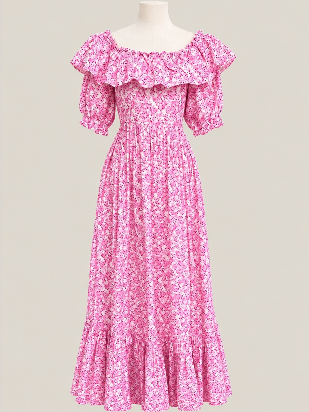 LoveShackFancy Tara Dress Pink Berry Fields Floral Maxi Pockets NWT Sz 2